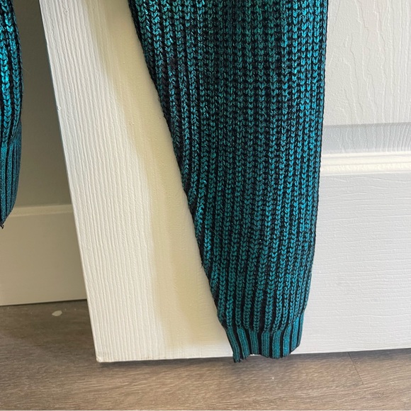 Women's H&M Divided Shiny/Metallic Blue-Green Sweater with Zipper | XS - Picture 7 of 8